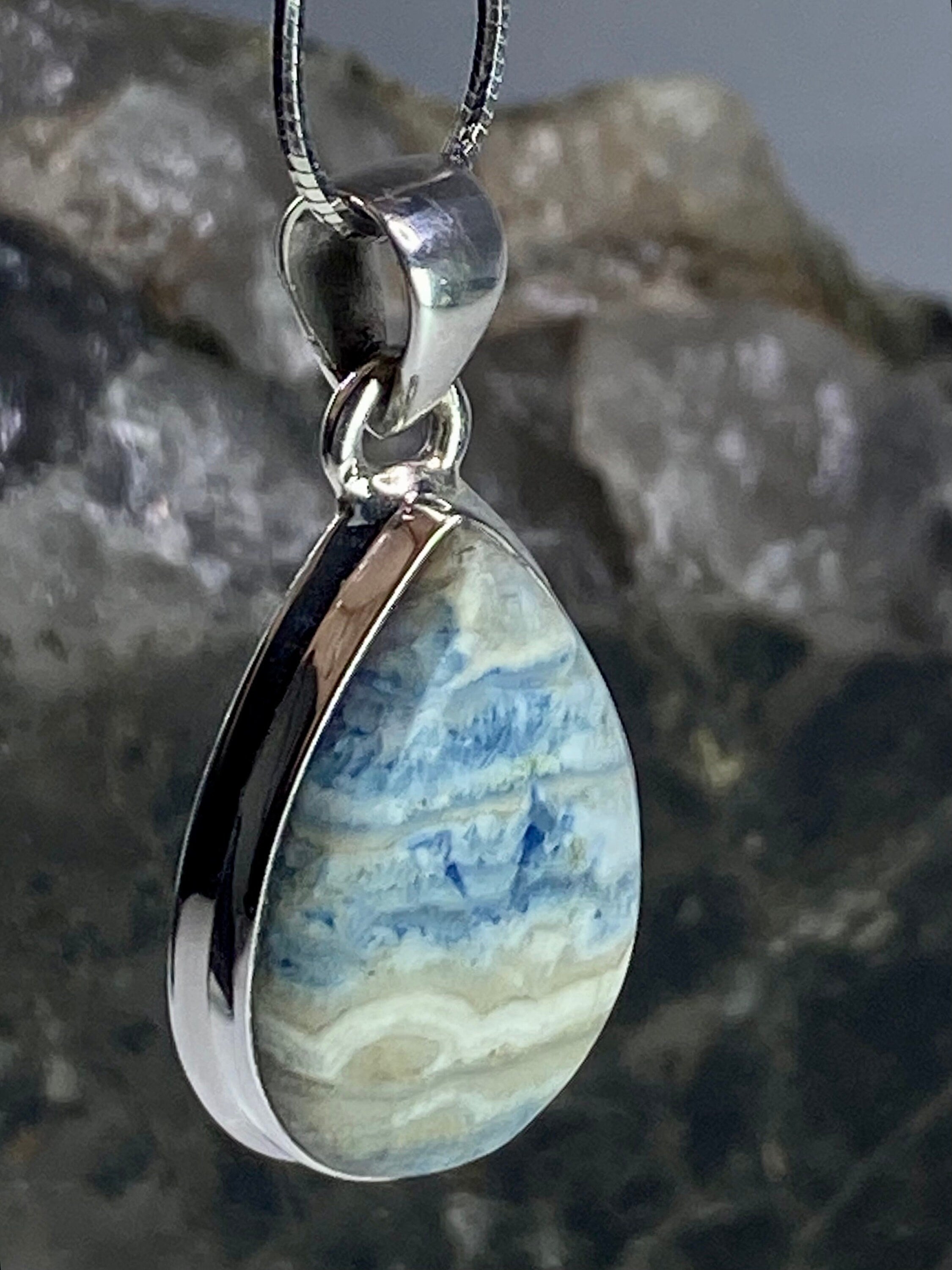 Blue Scheelite Silver Pendant