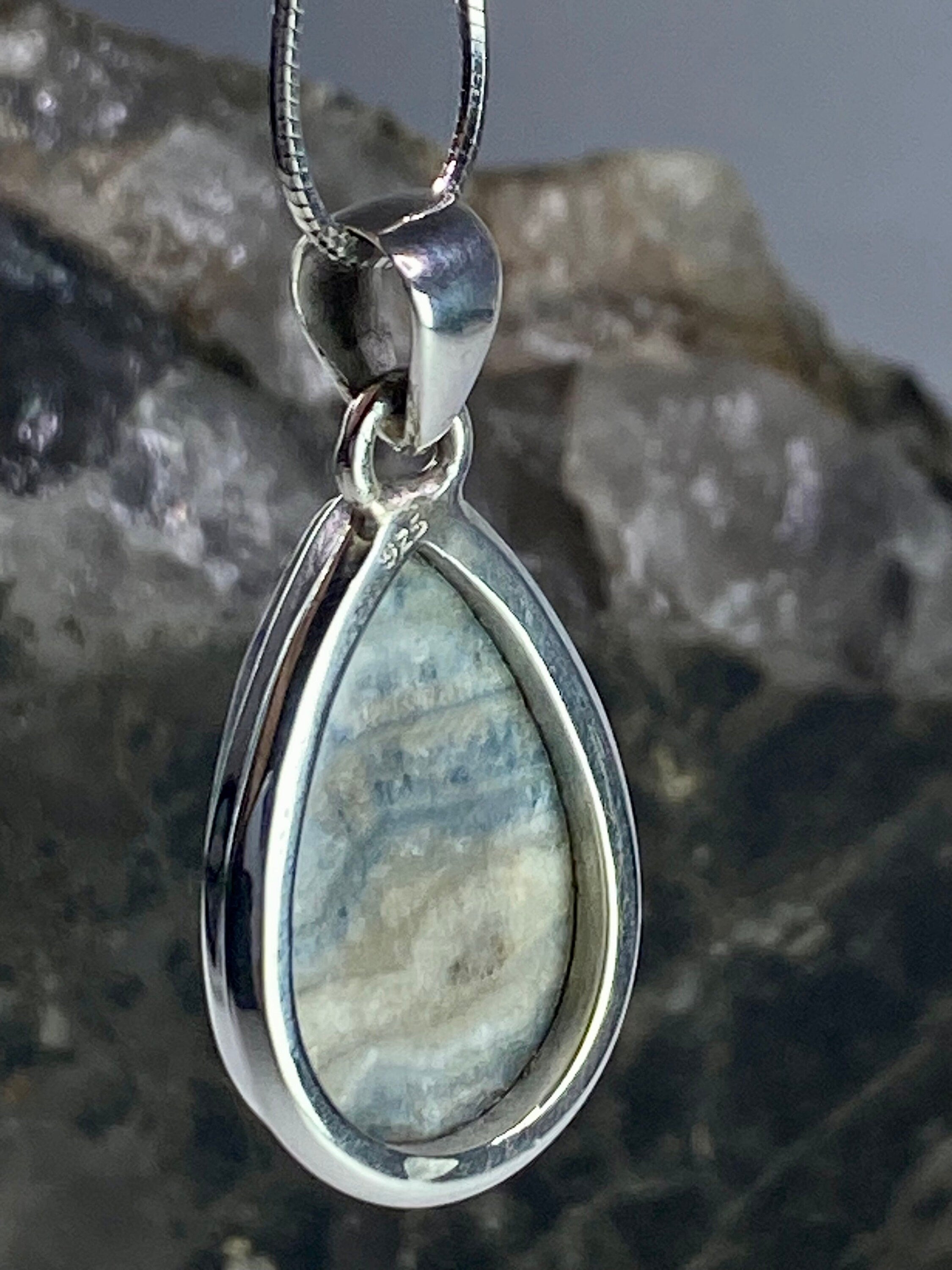 Blue Scheelite Silver Pendant