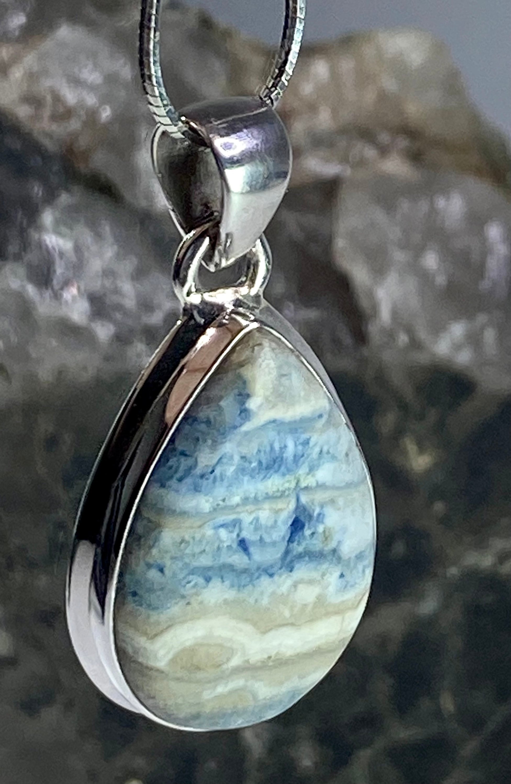 Blue Scheelite Silver Pendant