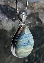 Blue Scheelite Silver Pendant