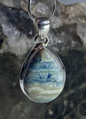 Blue Scheelite Silver Pendant