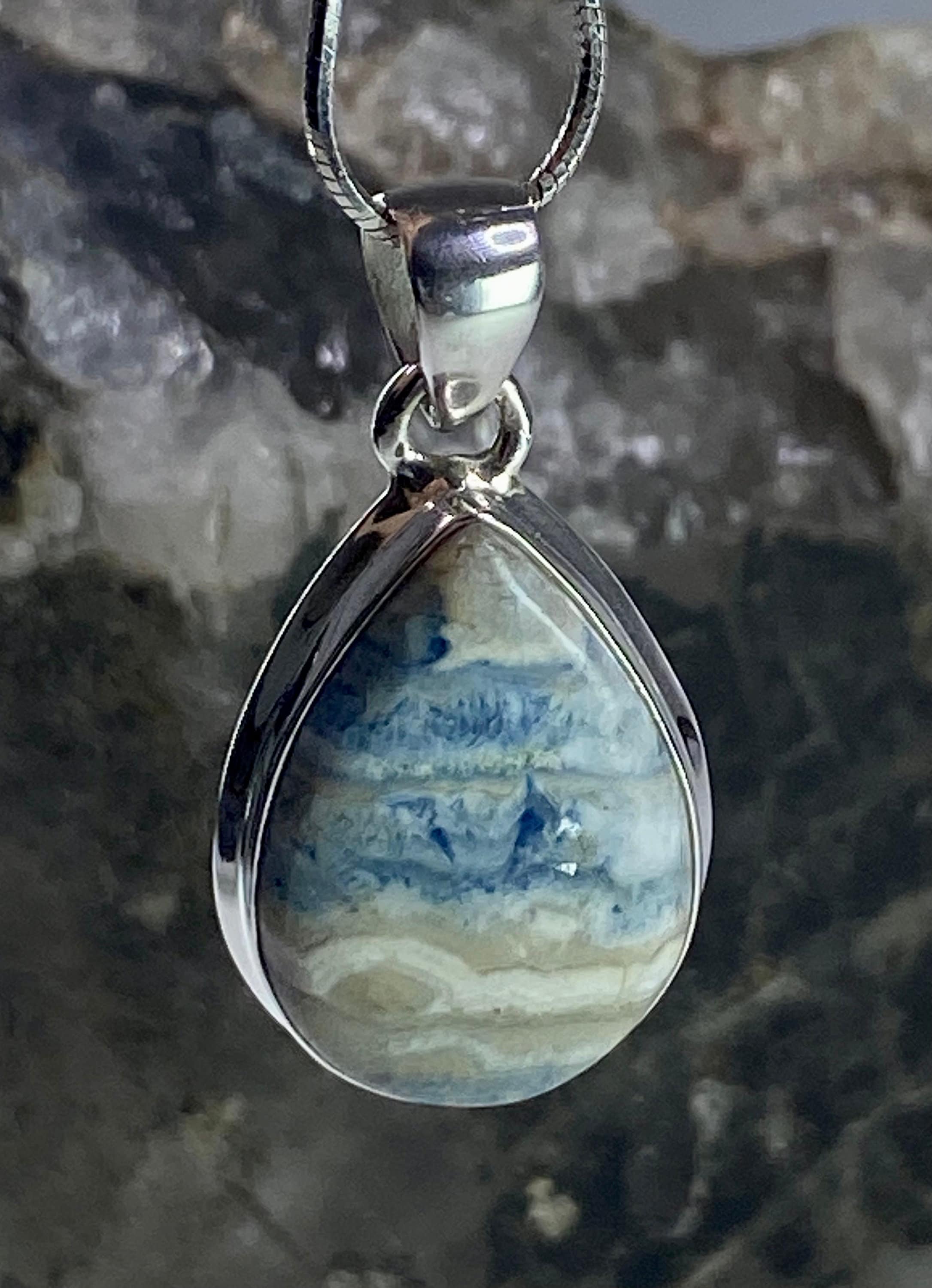 Blue Scheelite Silver Pendant