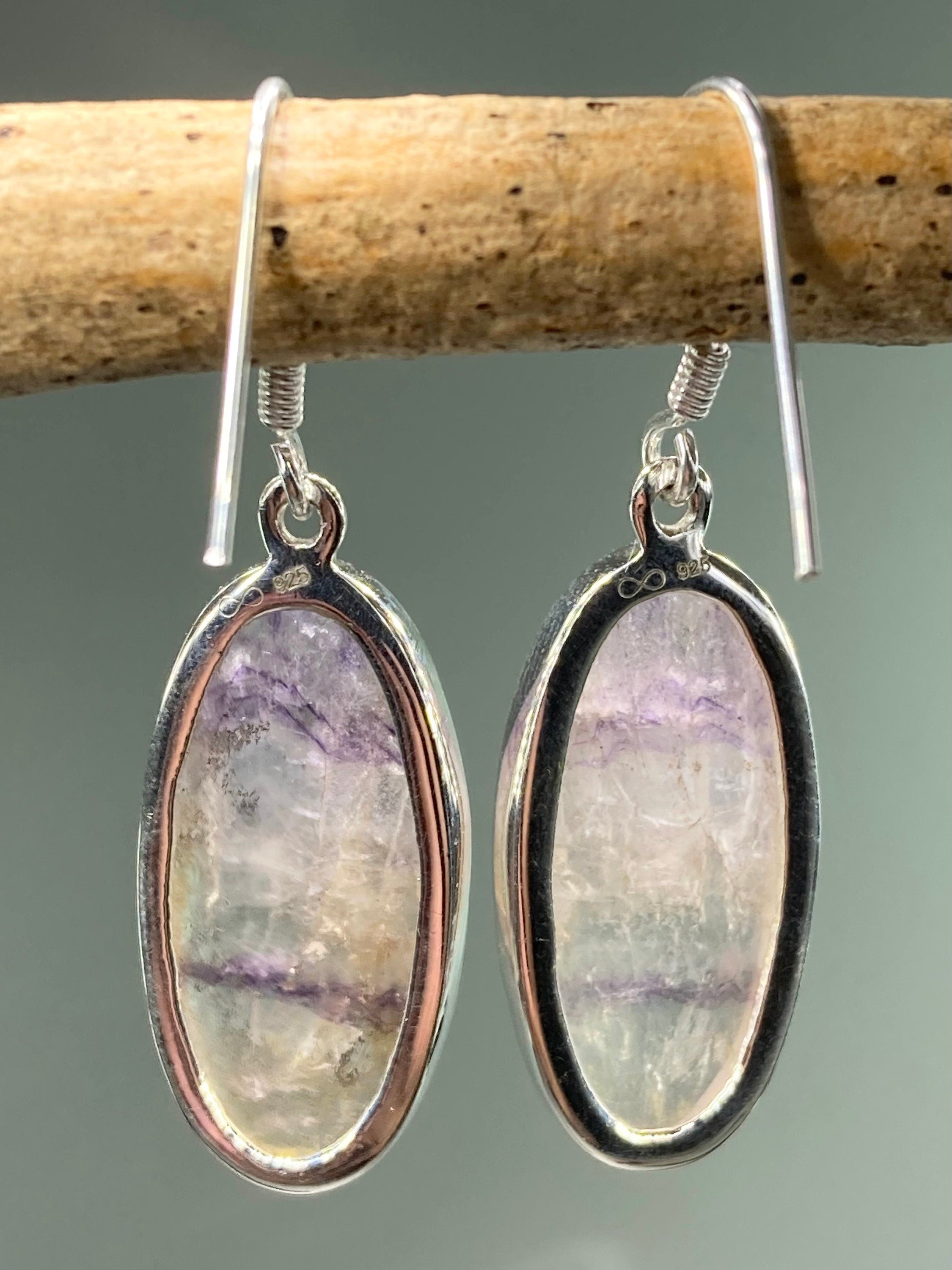 High Quality Blue John and Silver Drop Earrings