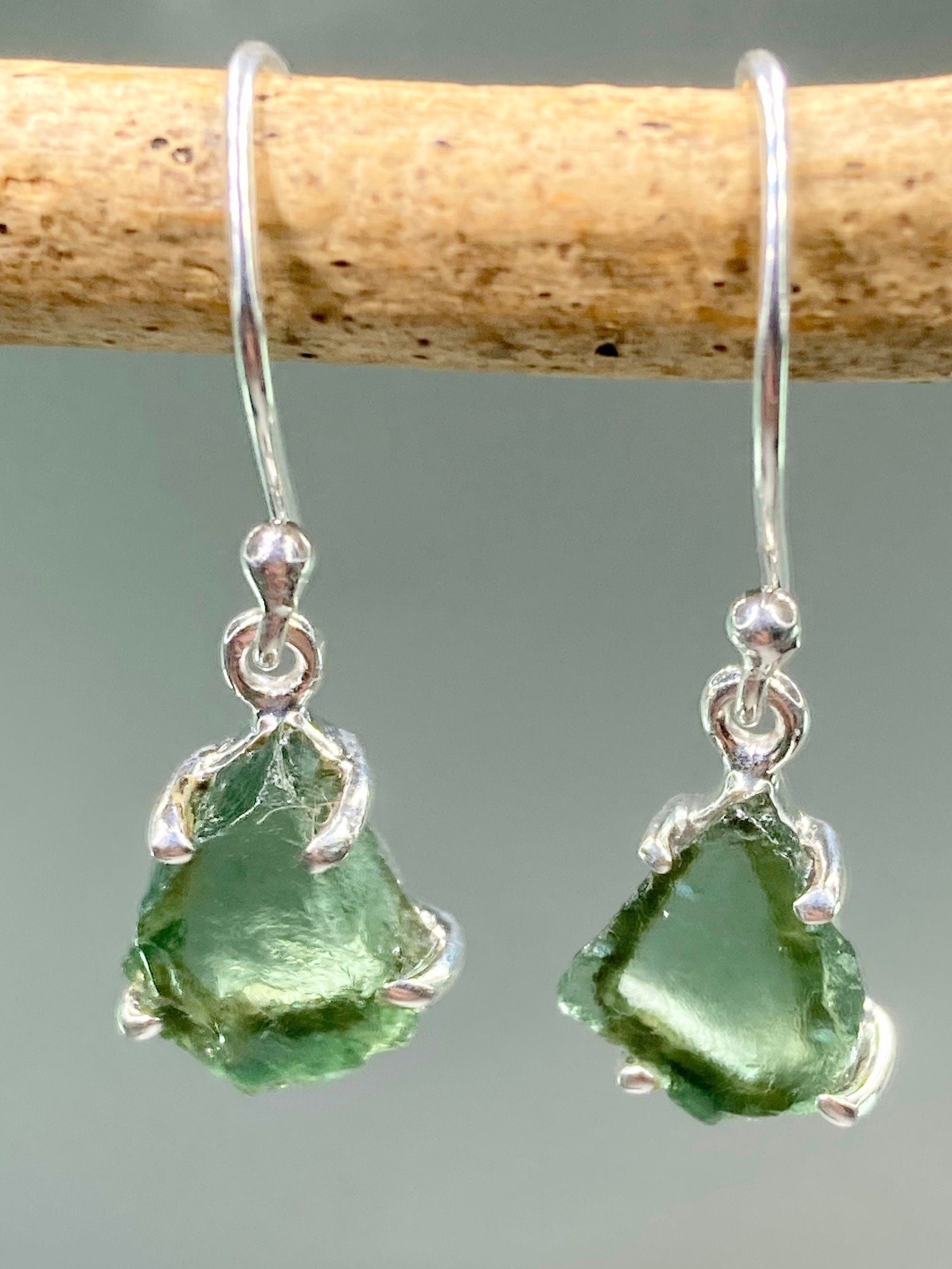 Green Apatite and 925 Silver Drop Earrings