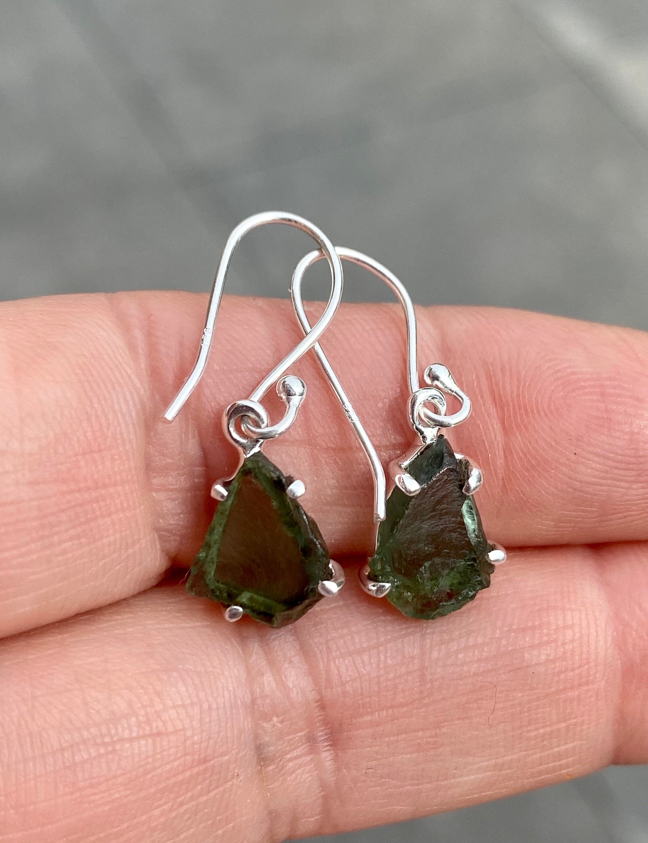 Green Apatite and 925 Silver Drop Earrings