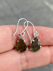 Green Apatite and 925 Silver Drop Earrings