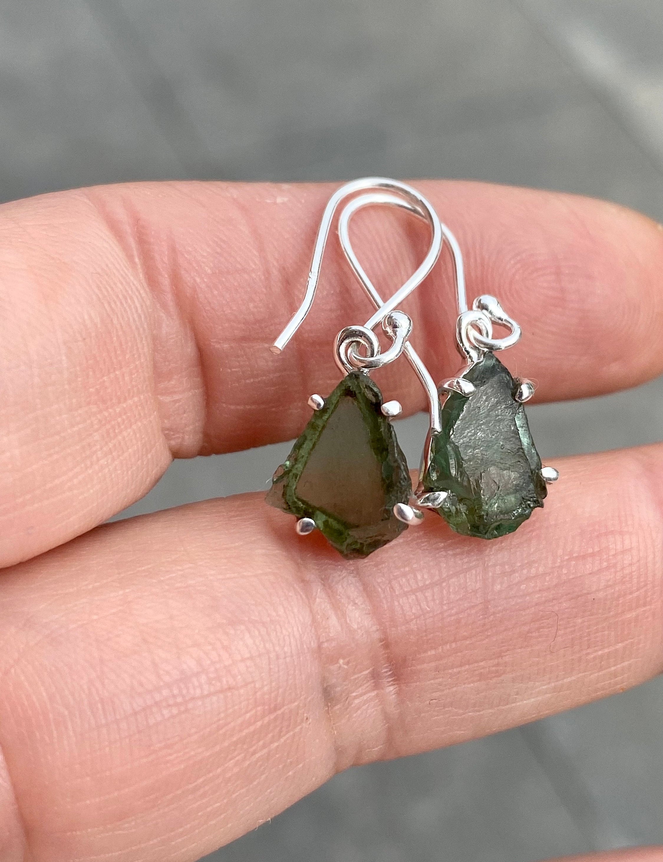 Green Apatite and 925 Silver Drop Earrings