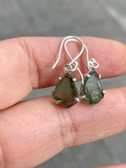 Green Apatite and 925 Silver Drop Earrings