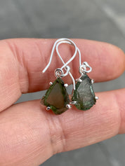Green Apatite and 925 Silver Drop Earrings