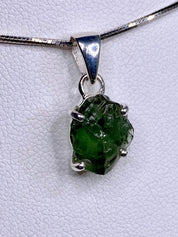 Natural Green Apatite and Silver Pendant