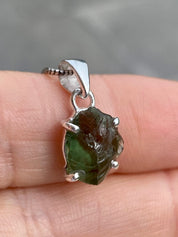 Natural Green Apatite and Silver Pendant