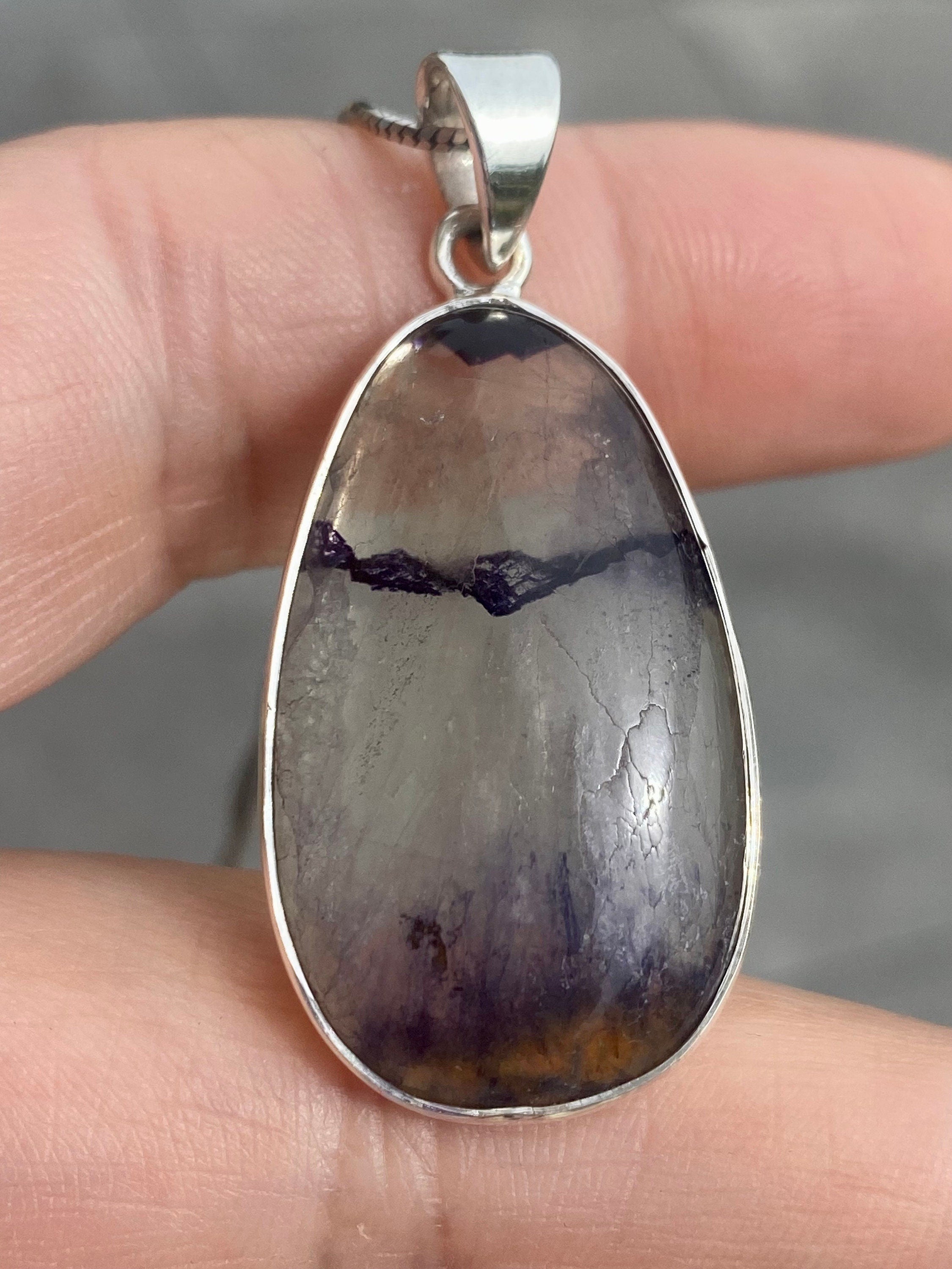 A Rare Blue John and Silver Pendant