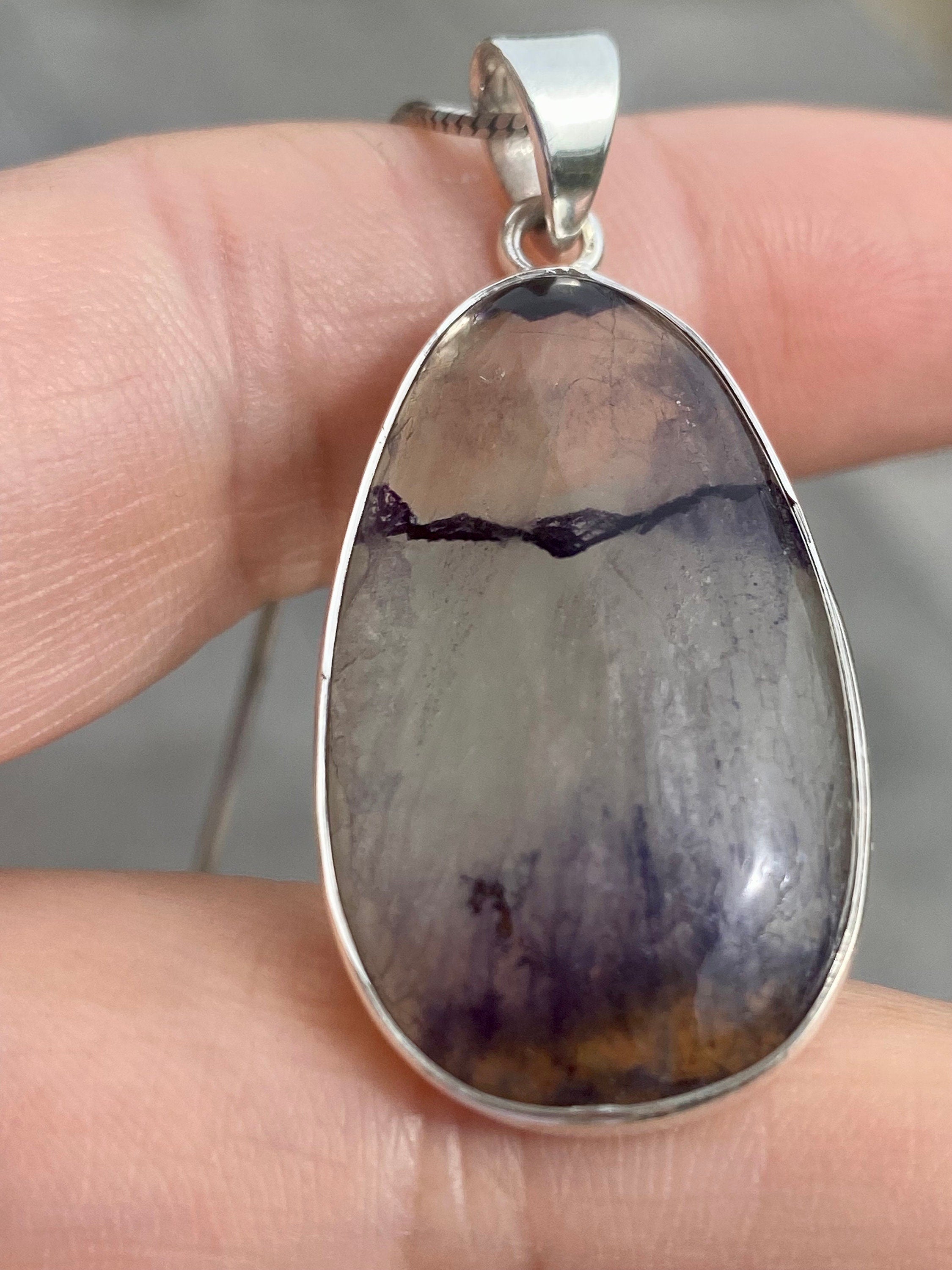 A Rare Blue John and Silver Pendant