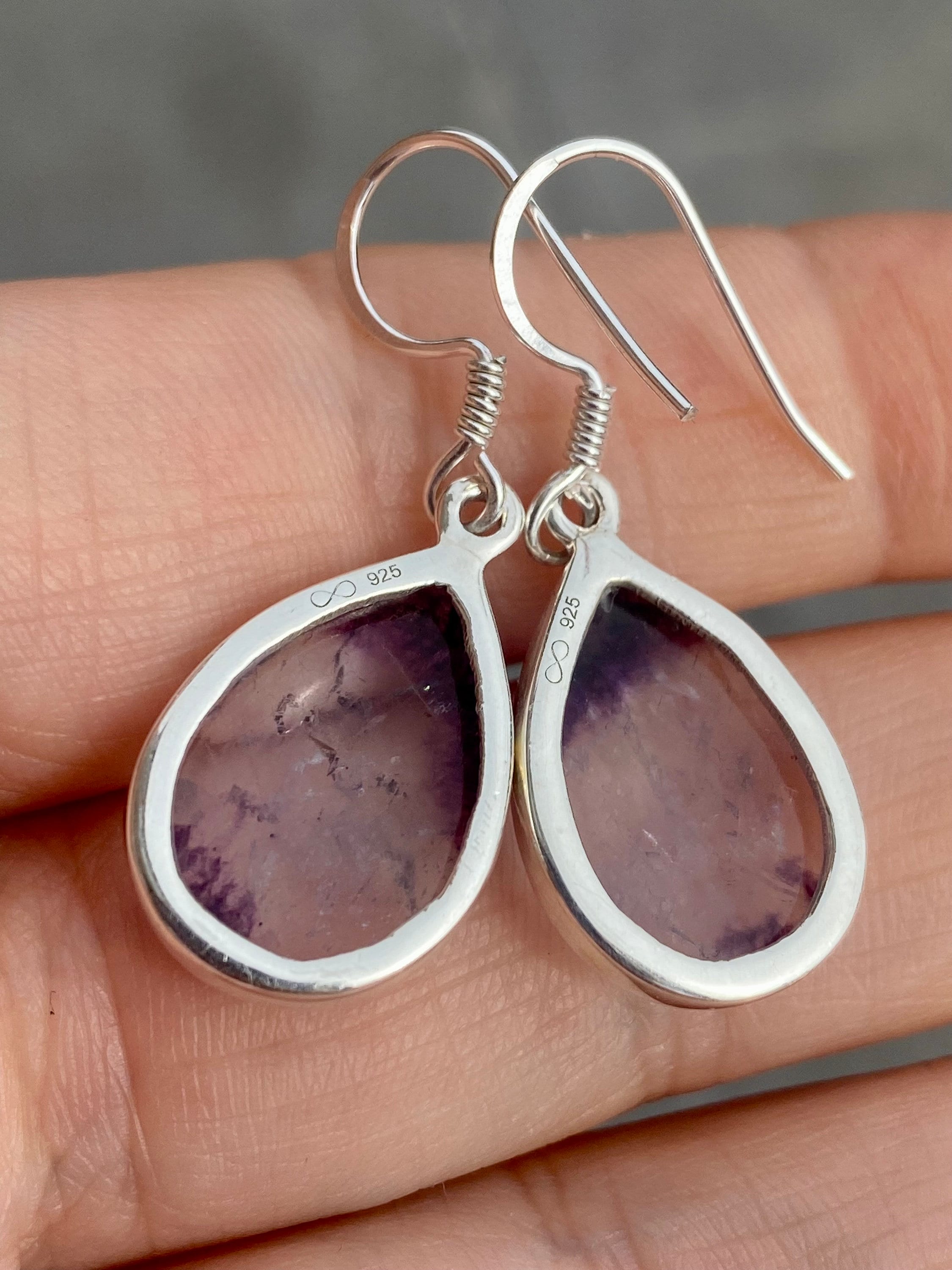 High Quality Blue John and Silver Drop Earrings