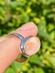 A High Grade Peach Scolecite and Silver Ring