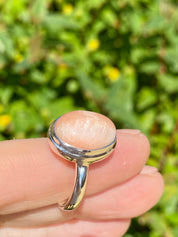 A High Grade Peach Scolecite and Silver Ring