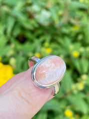 A High Grade Peach Scolecite and Silver Ring