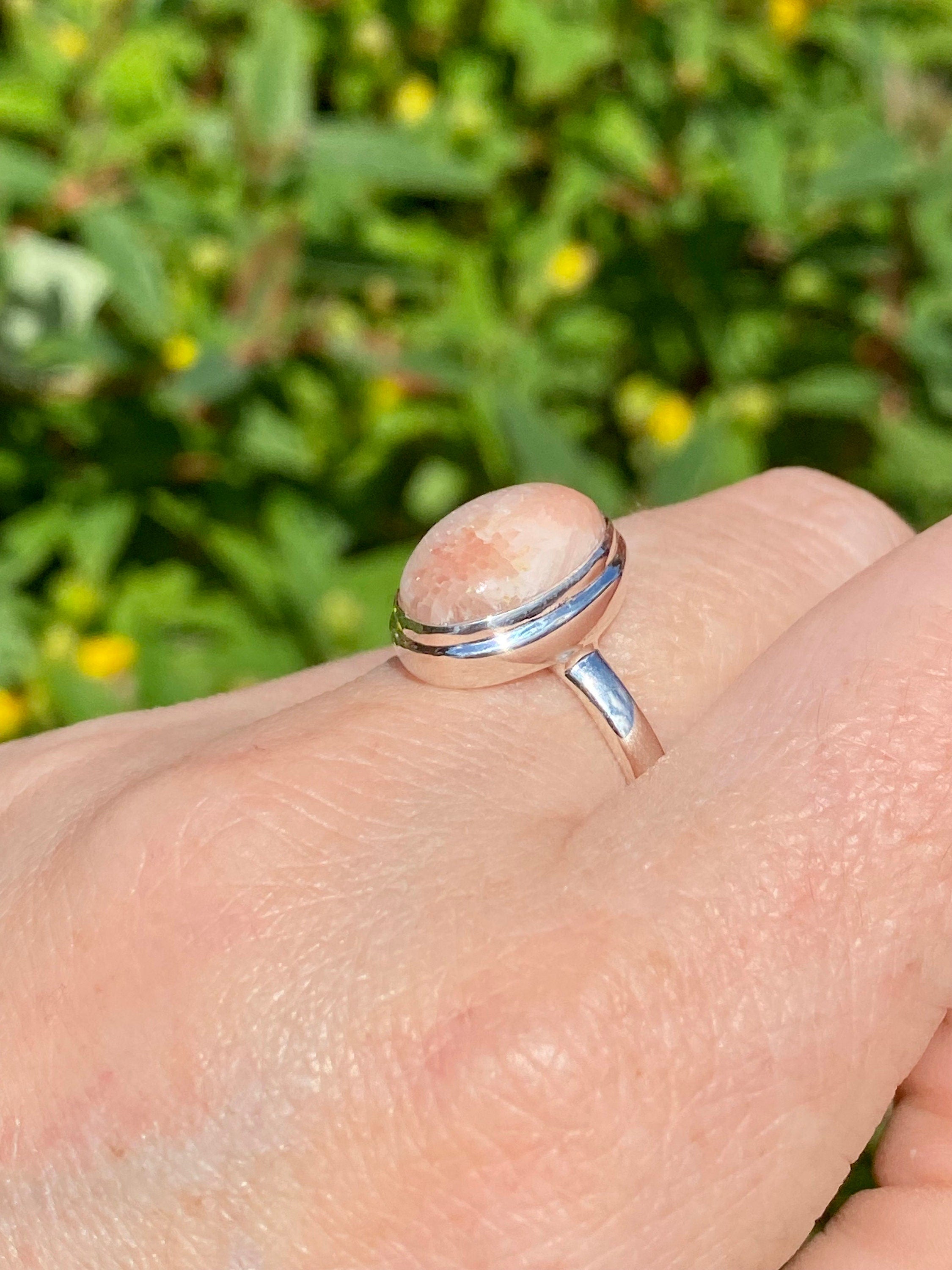 A High Grade Peach Scolecite and Silver Ring