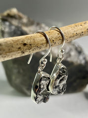 Meteorite Campo Del Cielo and Silver Dangle Earrings