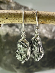 Meteorite Campo Del Cielo and Silver Dangle Earrings