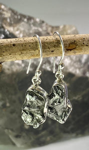 Meteorite Campo Del Cielo and Silver Dangle Earrings