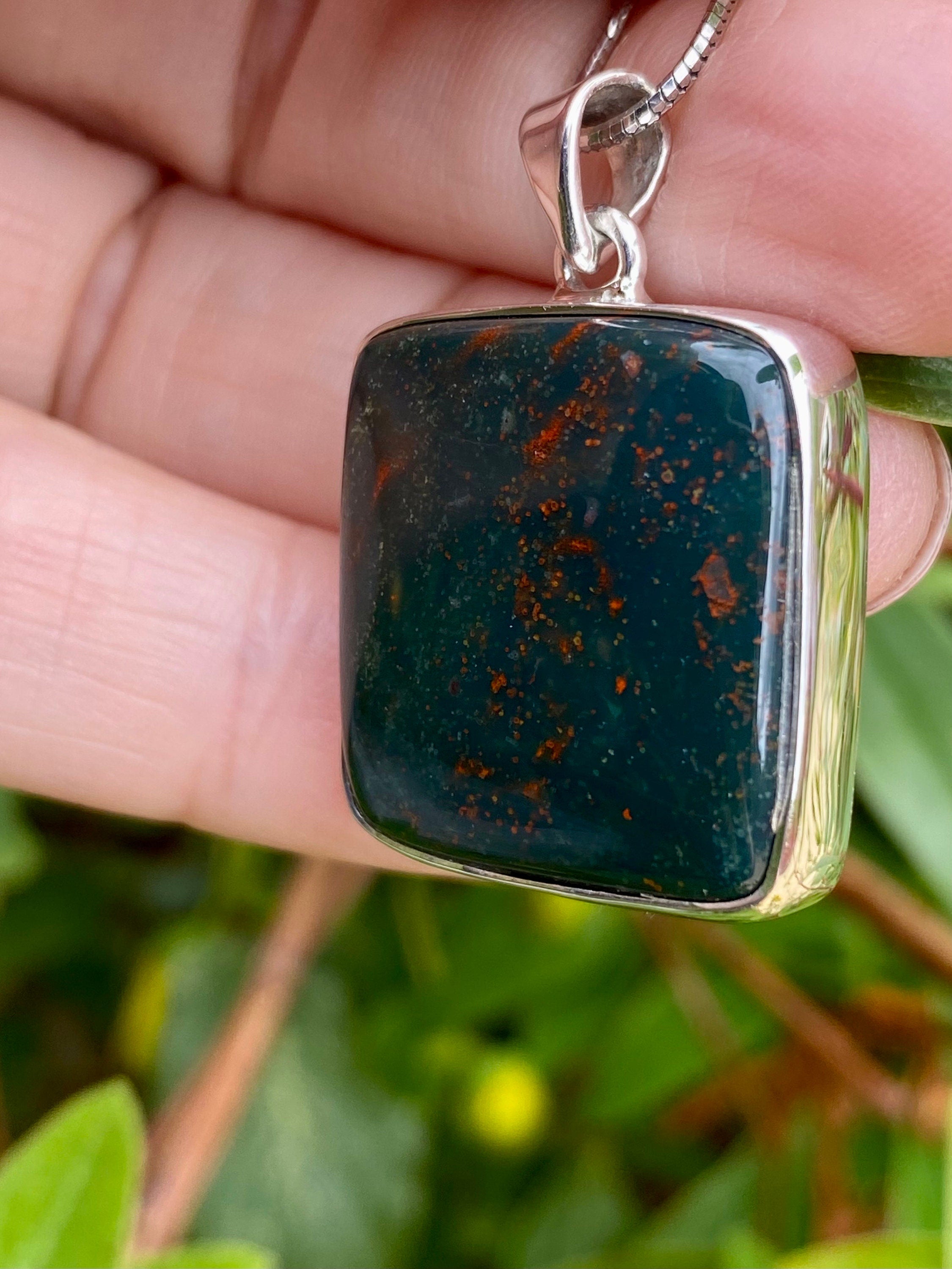 African Dragon Bloodstone and Silver Pendant.