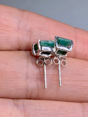 Raw Emerald and Silver Studs