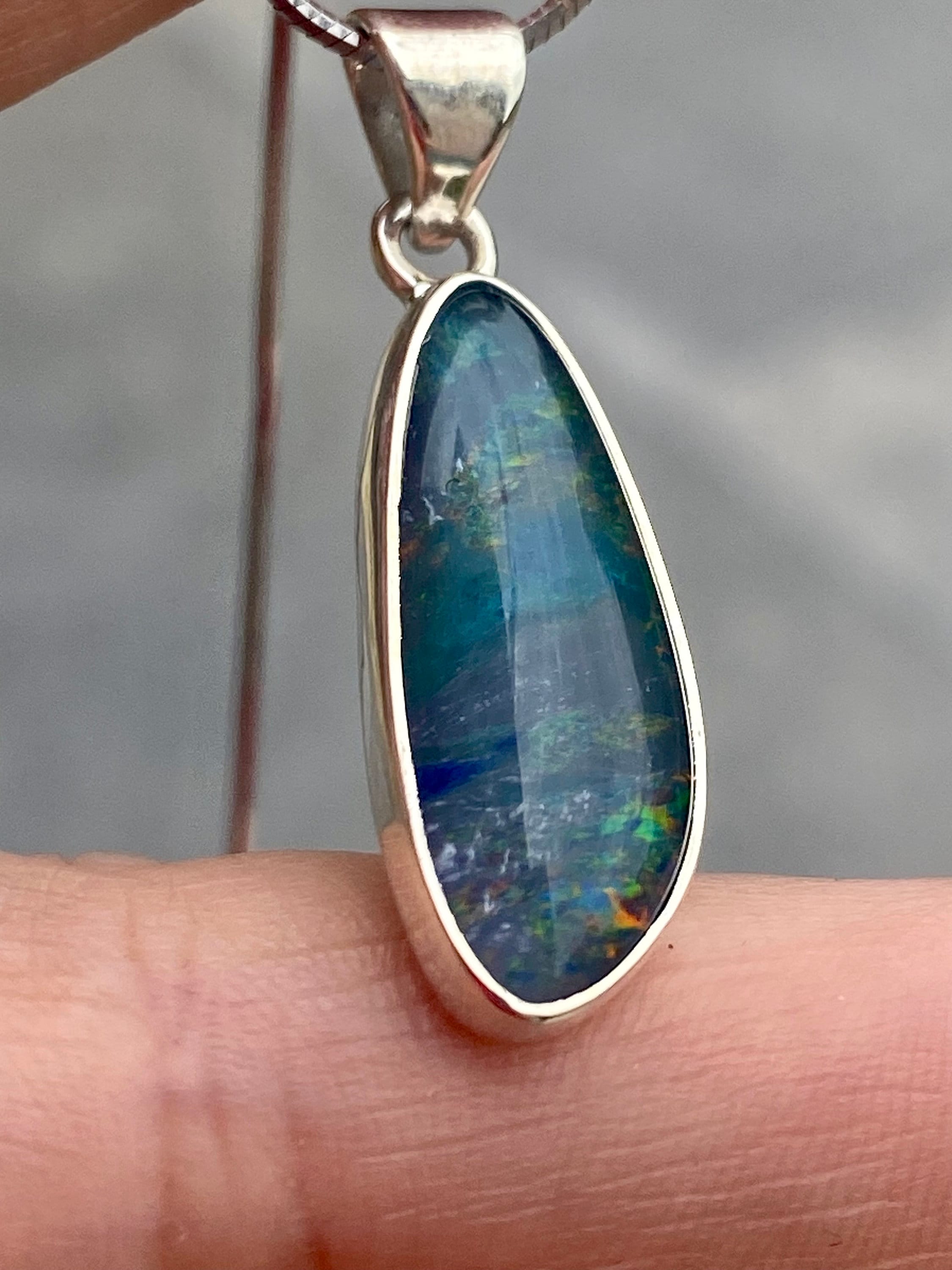 Australian Opal and Silver Pendant