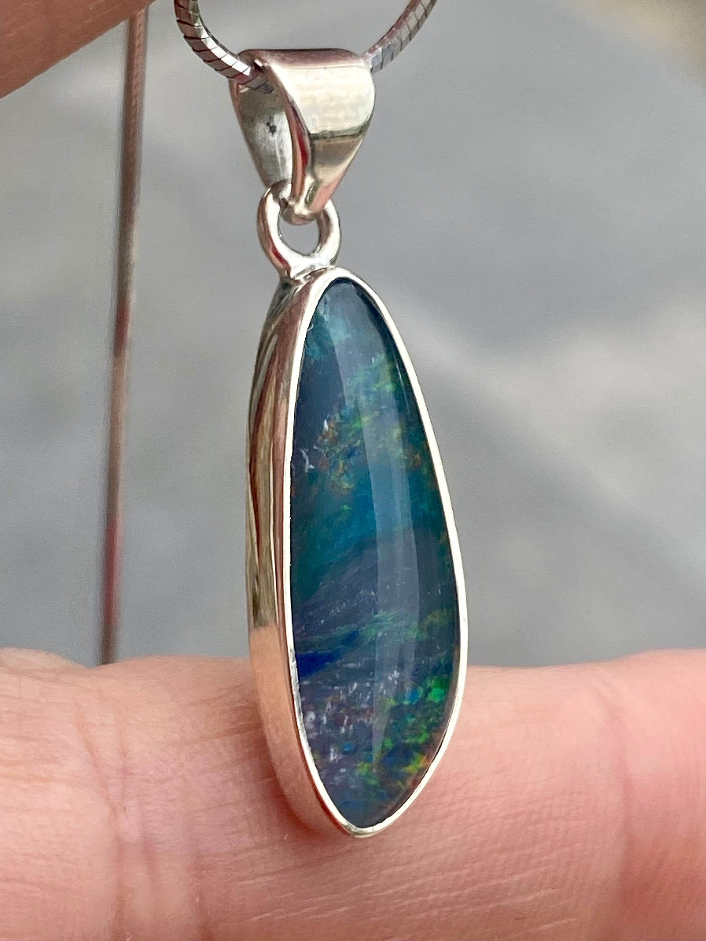 Australian Opal and Silver Pendant