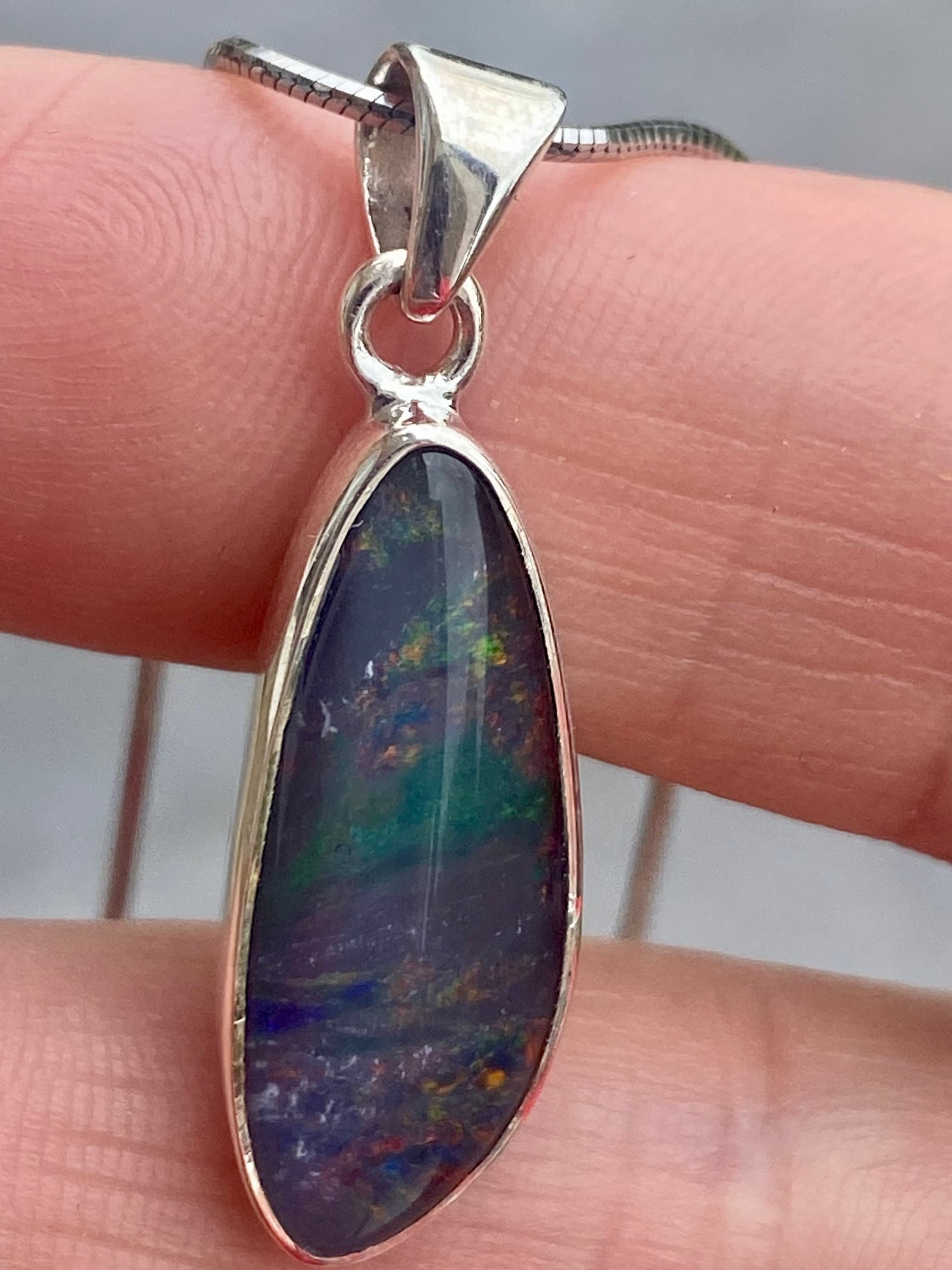 Australian Opal and Silver Pendant