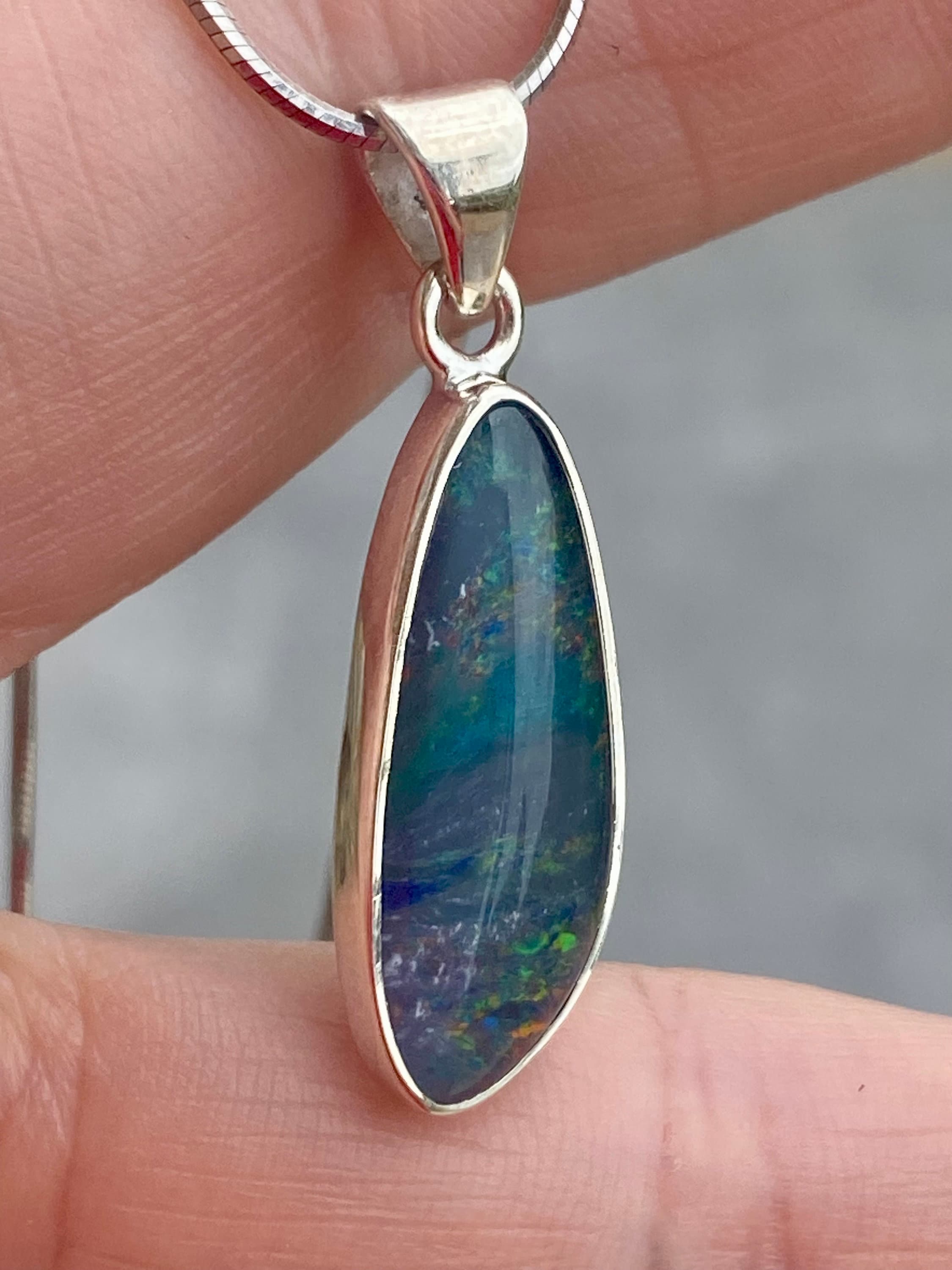 Australian Opal and Silver Pendant