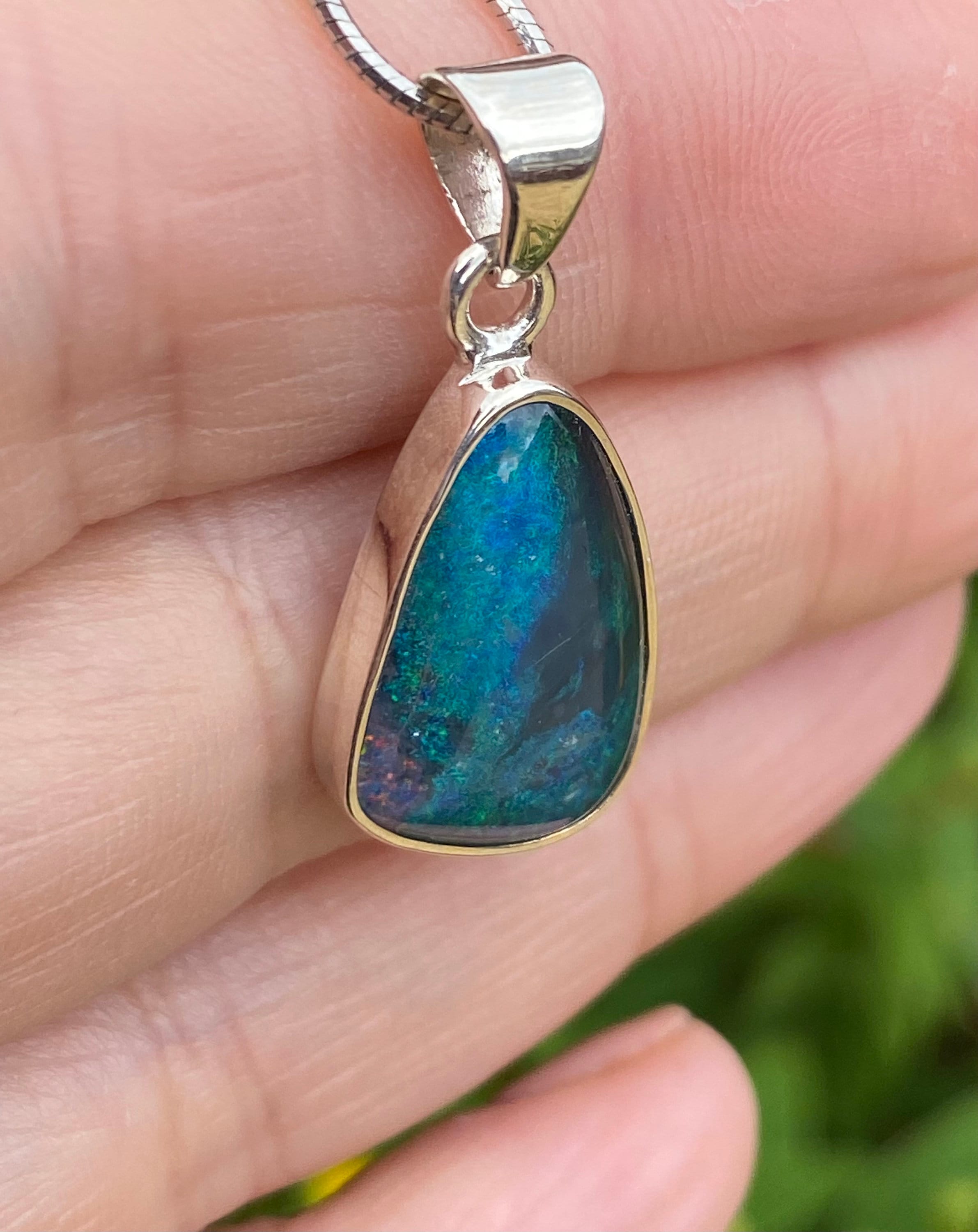 Australian Opal and Silver Pendant