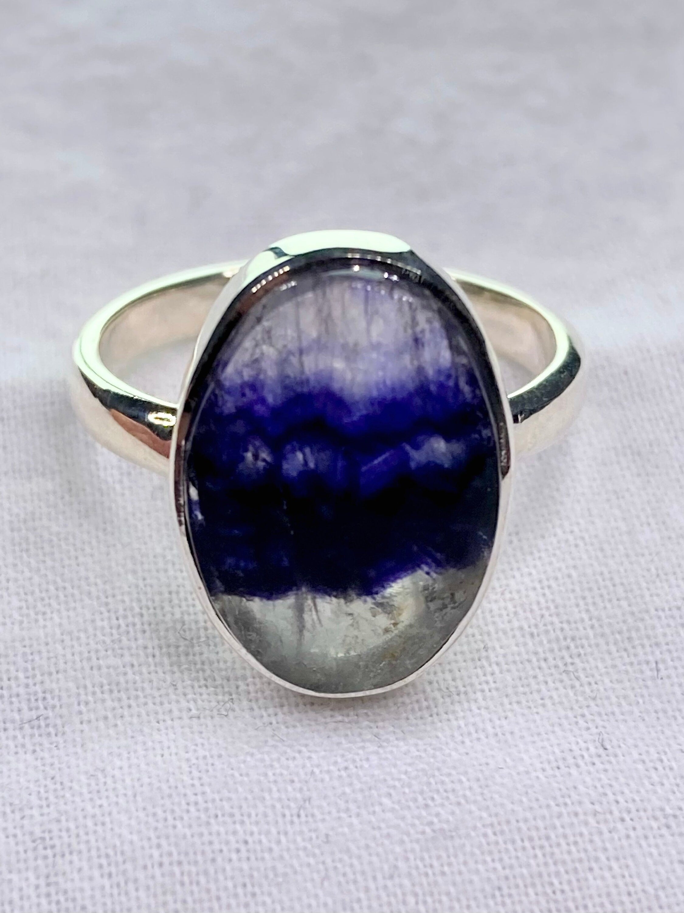 An Extremely Rare Blue John and Silver Ring