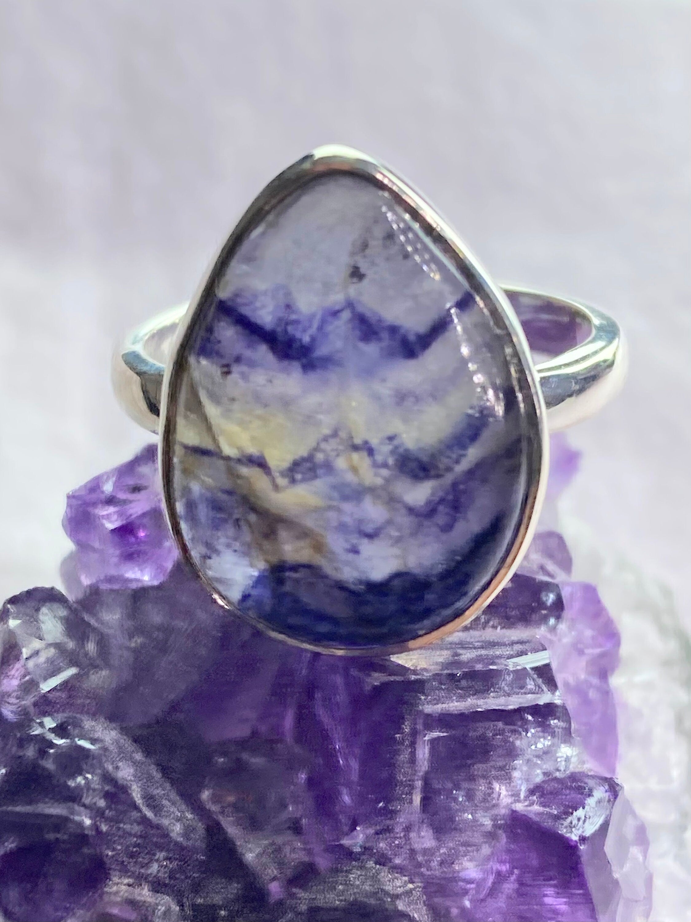 An Extremely Rare Blue John and Silver Ring