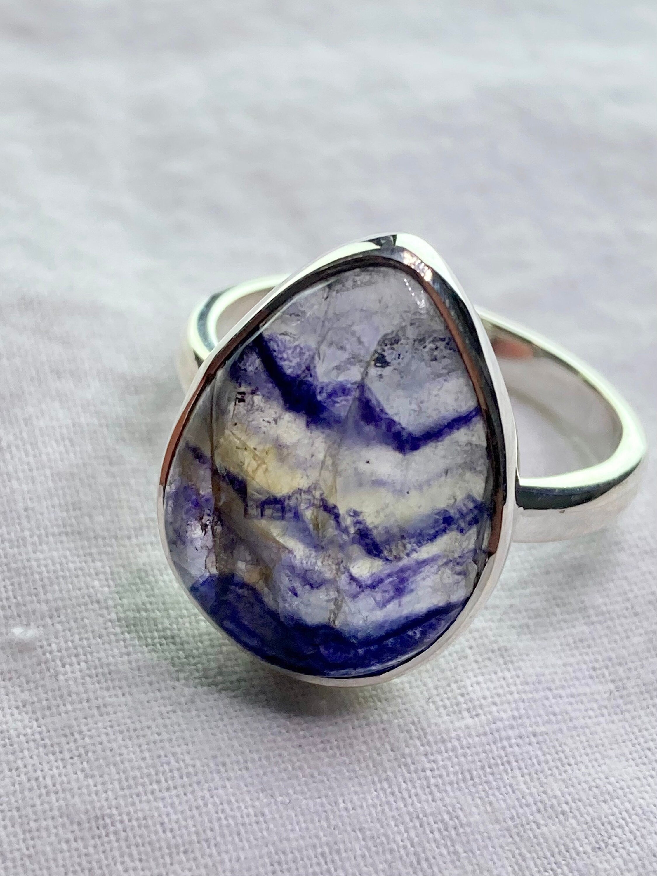 An Extremely Rare Blue John and Silver Ring