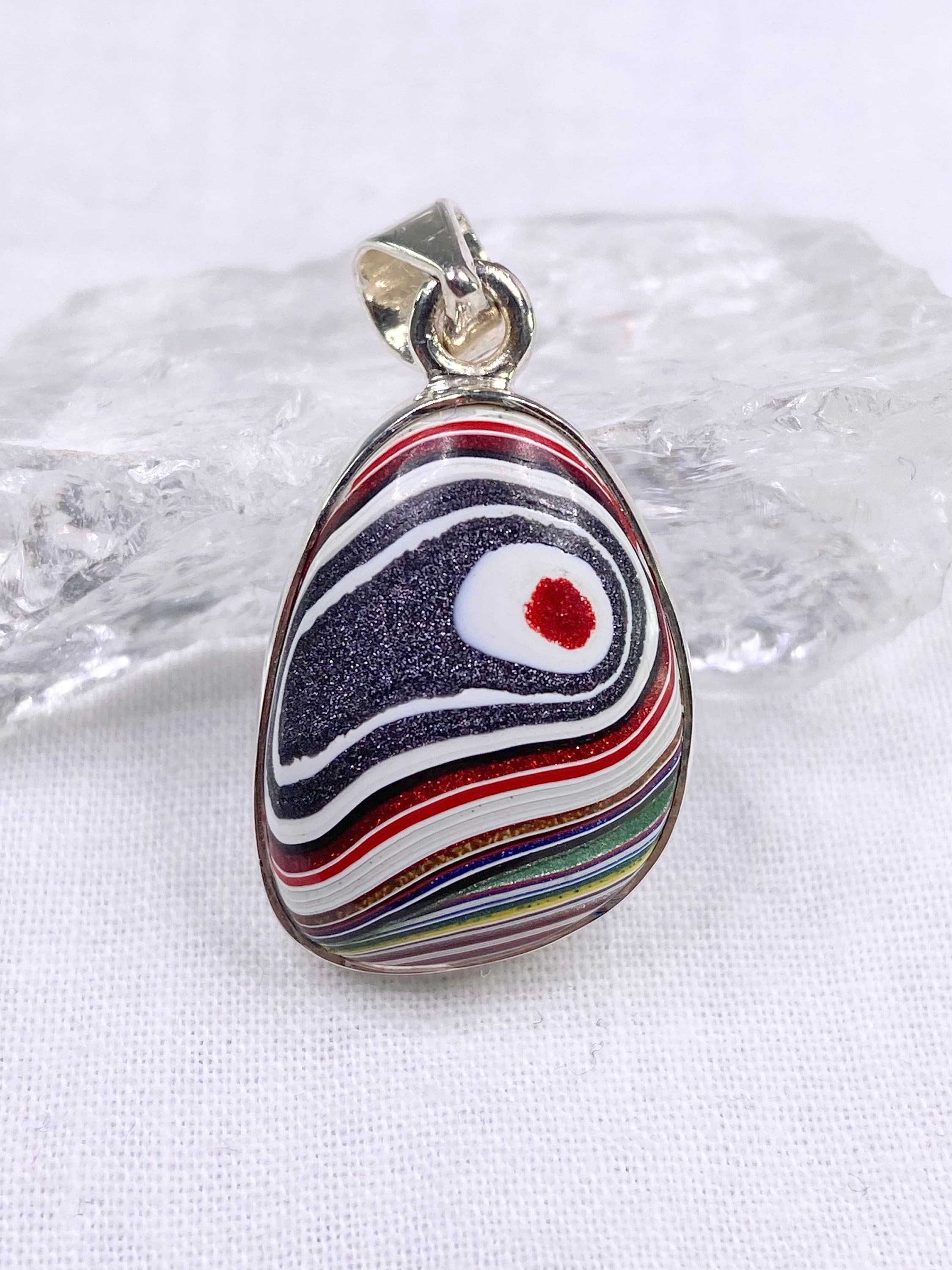 FORDITE Detroit Agate and Silver Pendant.