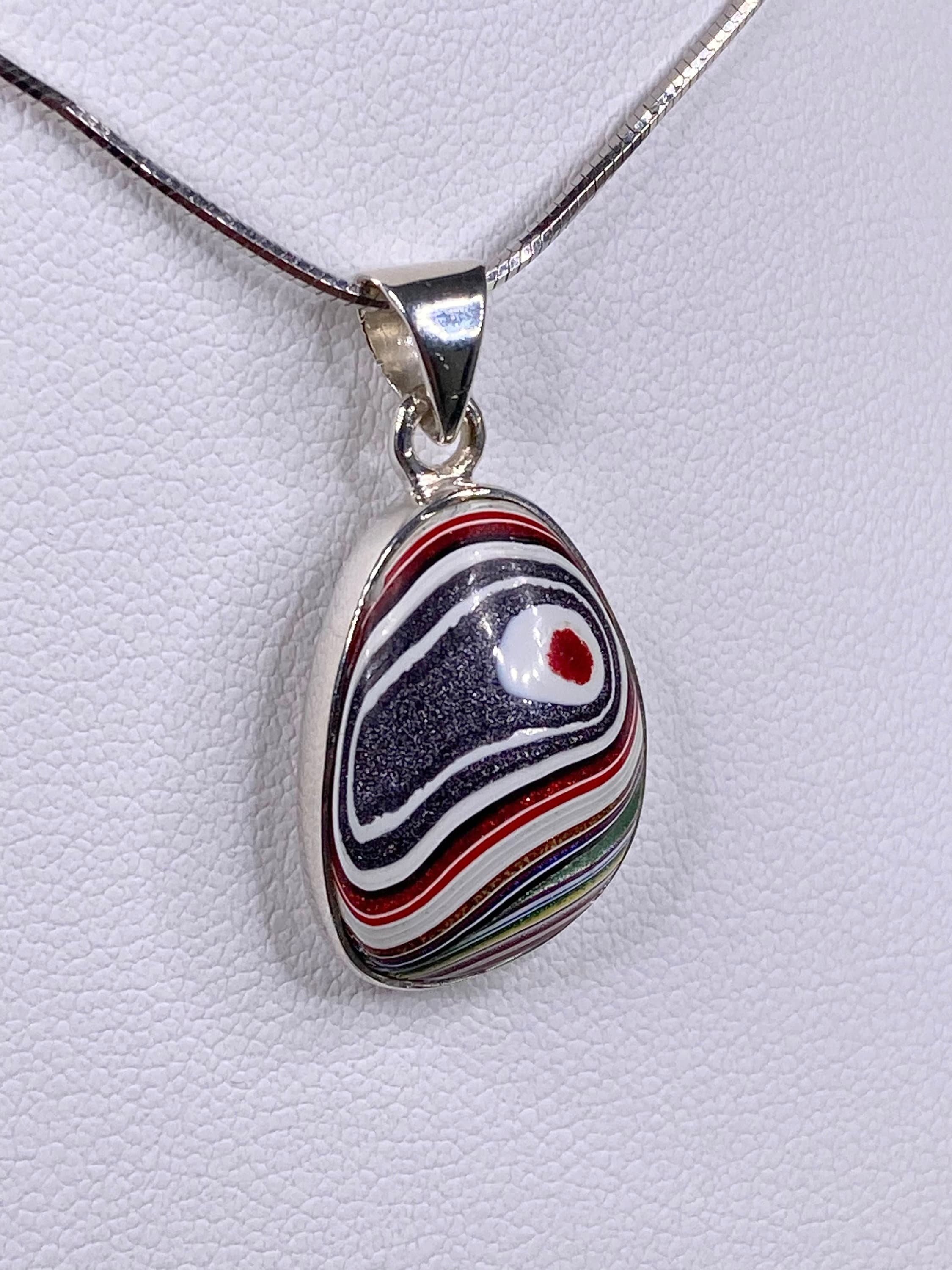 FORDITE Detroit Agate and Silver Pendant.