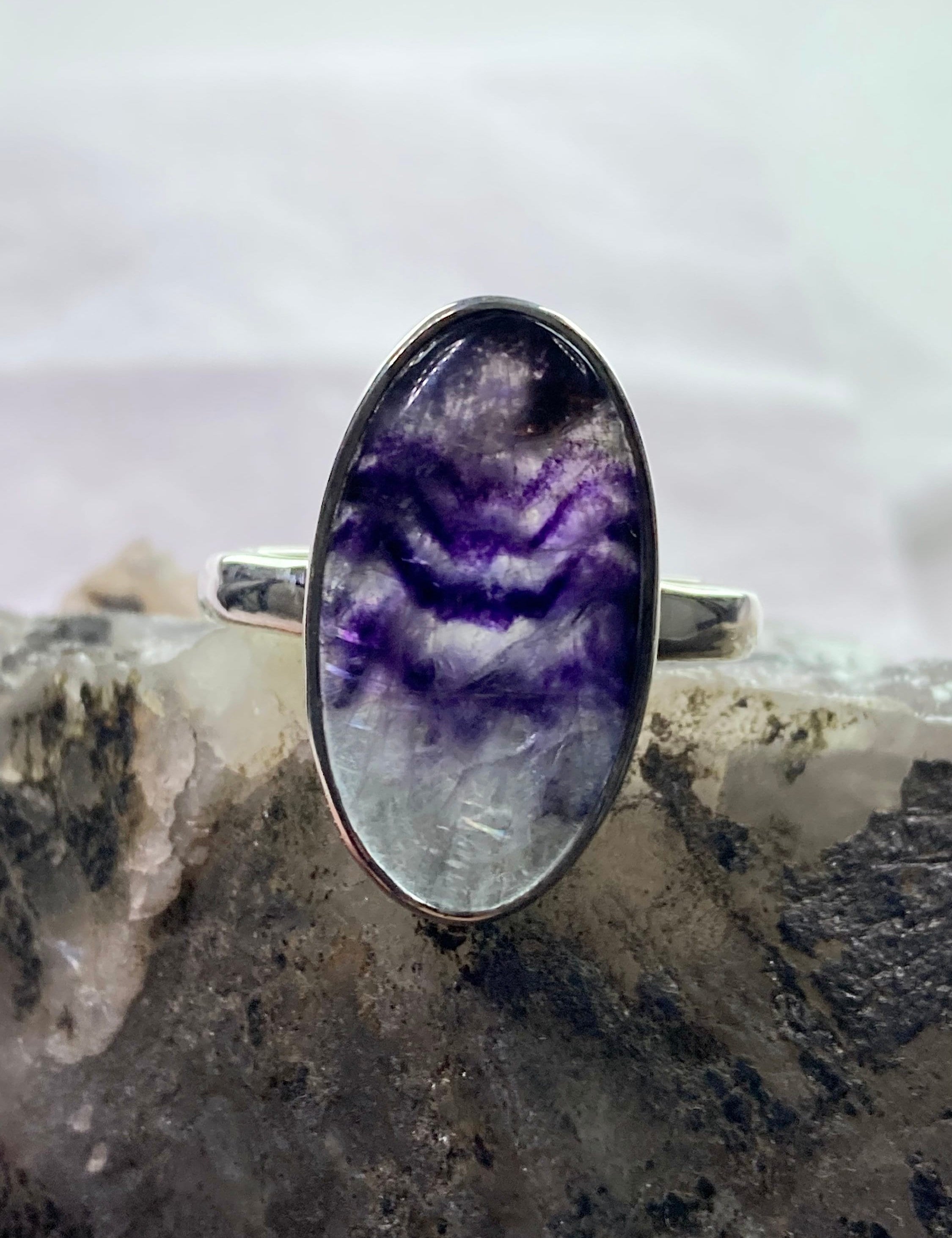 An Extremely Rare Blue John and Silver Ring