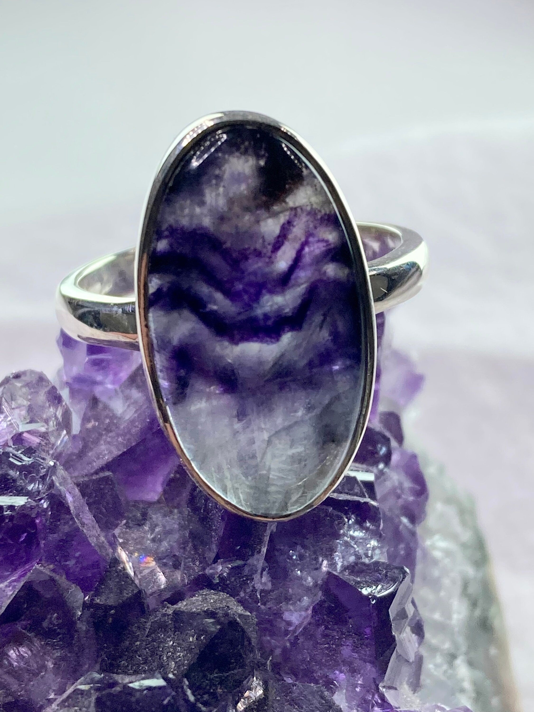 An Extremely Rare Blue John and Silver Ring