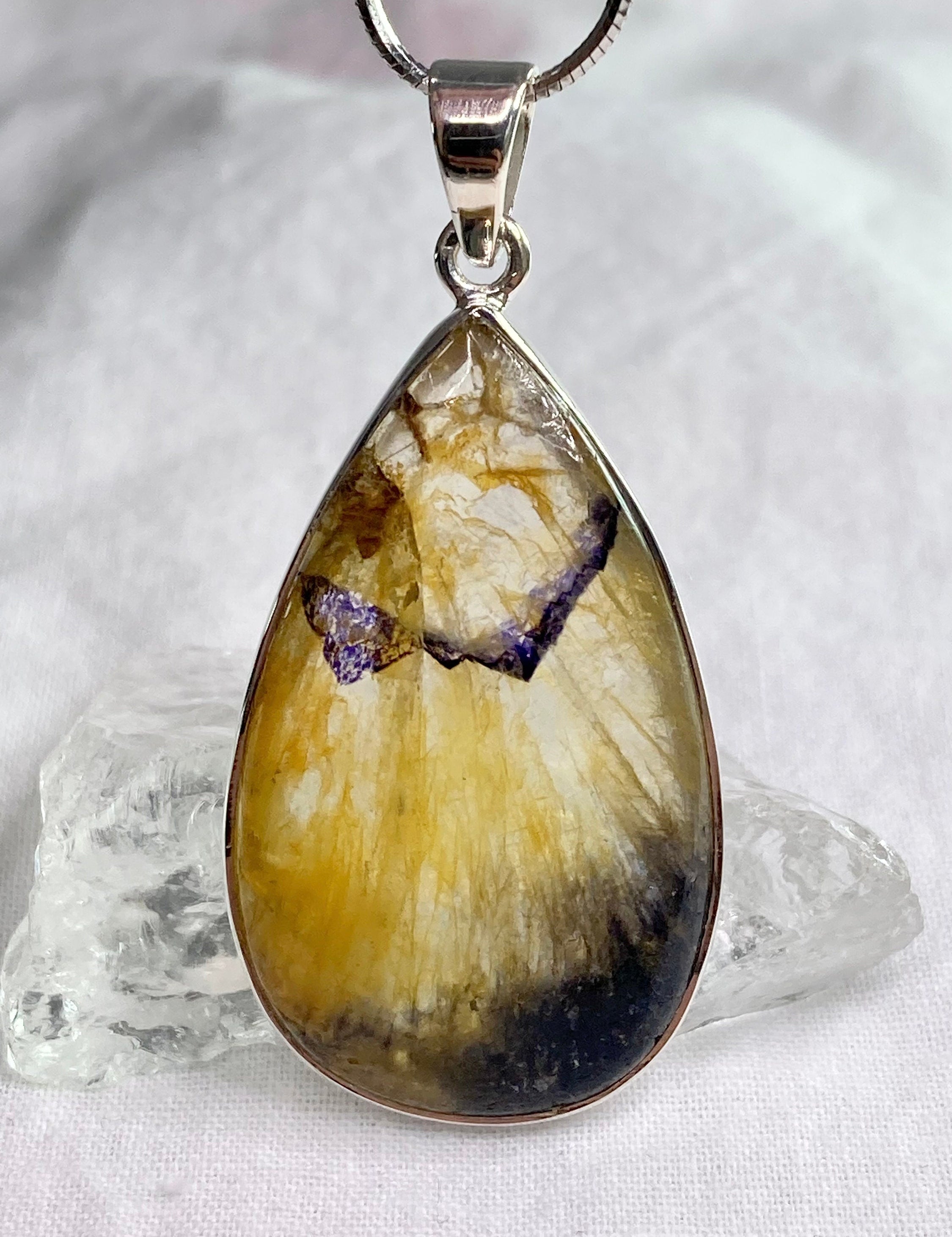 A Rare Blue John and Silver Pendant