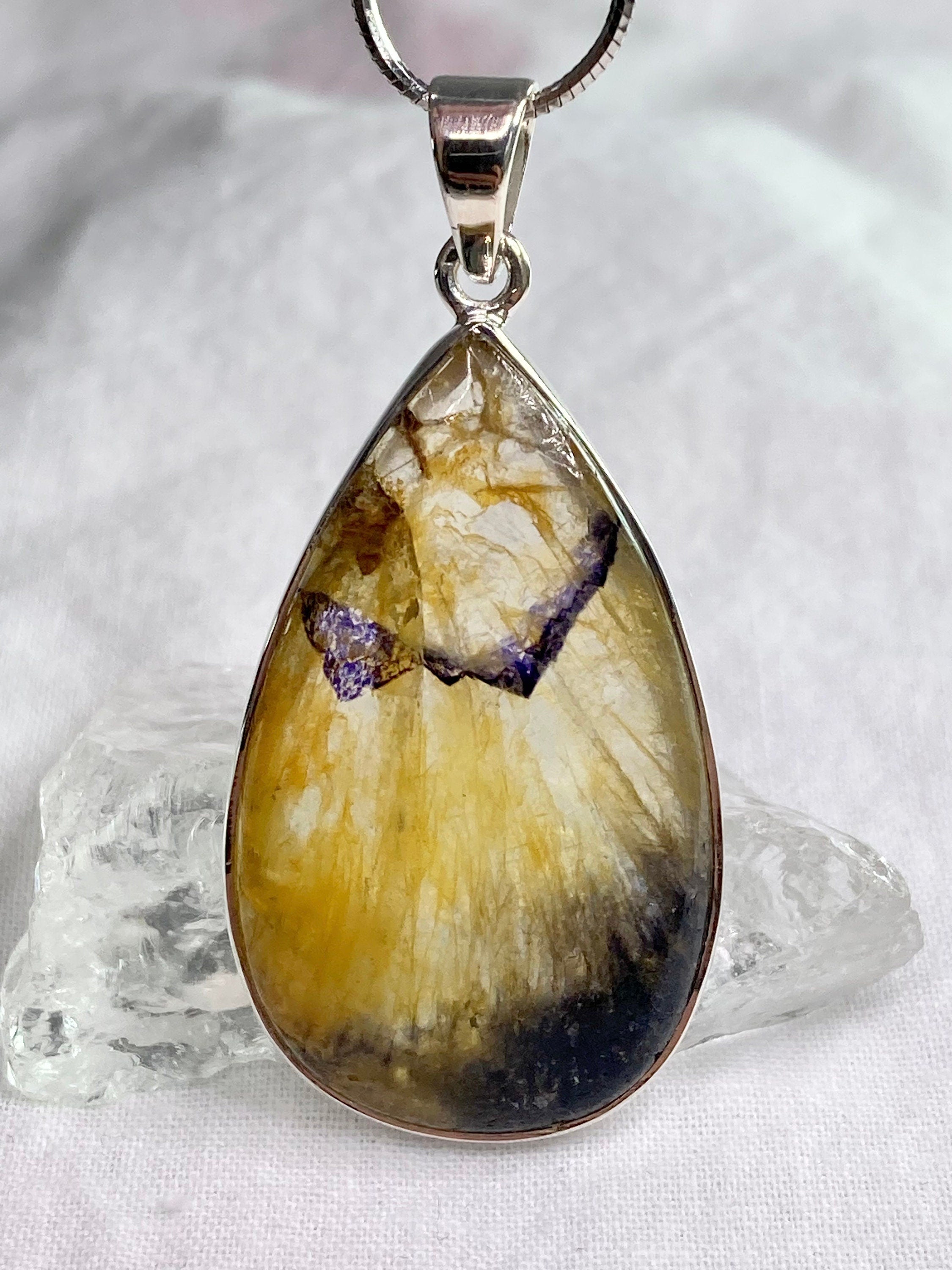 A Rare Blue John and Silver Pendant