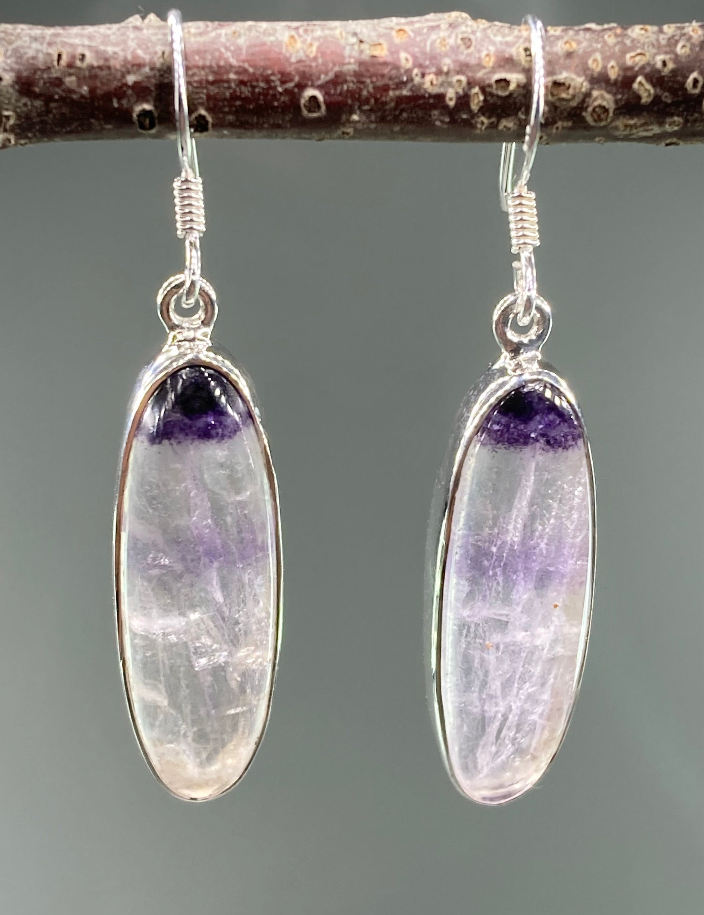 High Quality Blue John and Silver Drop Earrings