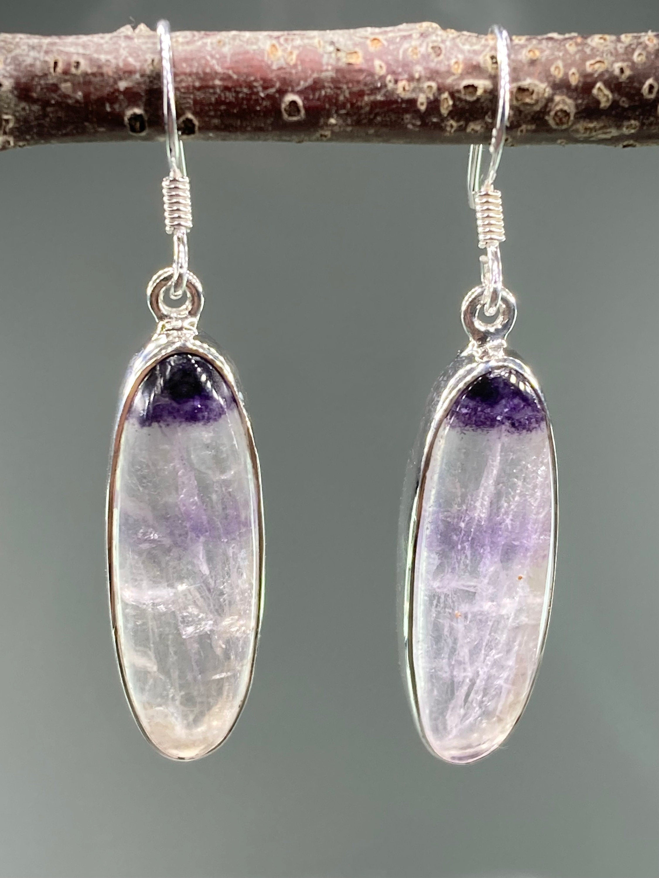 High Quality Blue John and Silver Drop Earrings