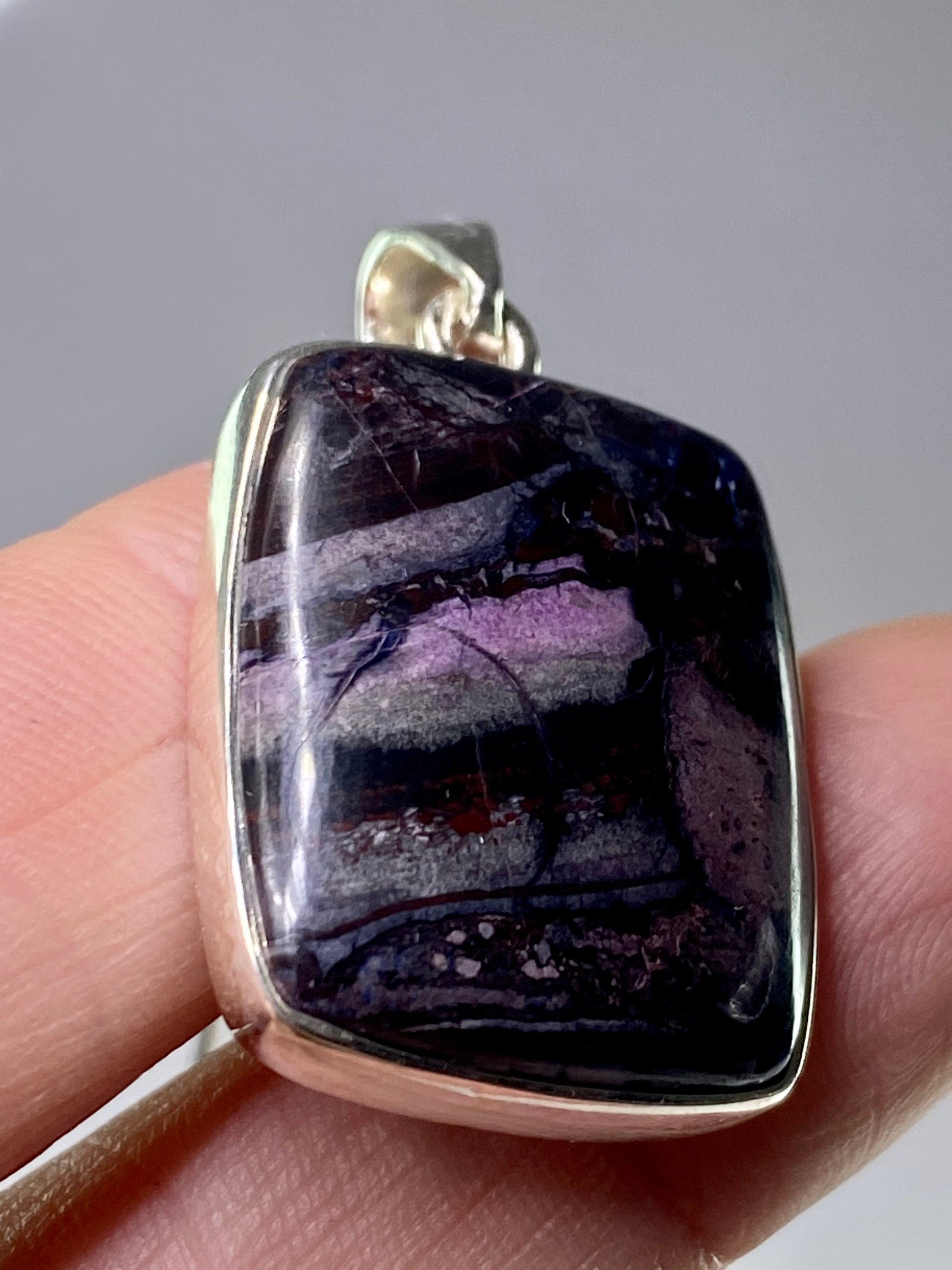 High Quality Sugilite and Silver Pendant