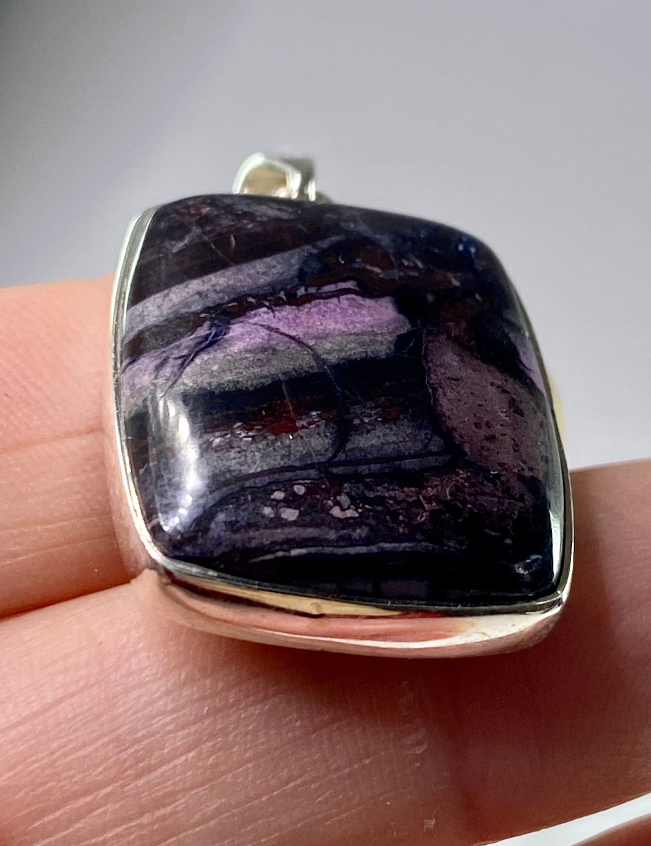 High Quality Sugilite and Silver Pendant.