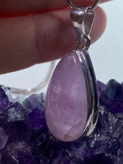 Natural Kunzite Silver pendant necklace