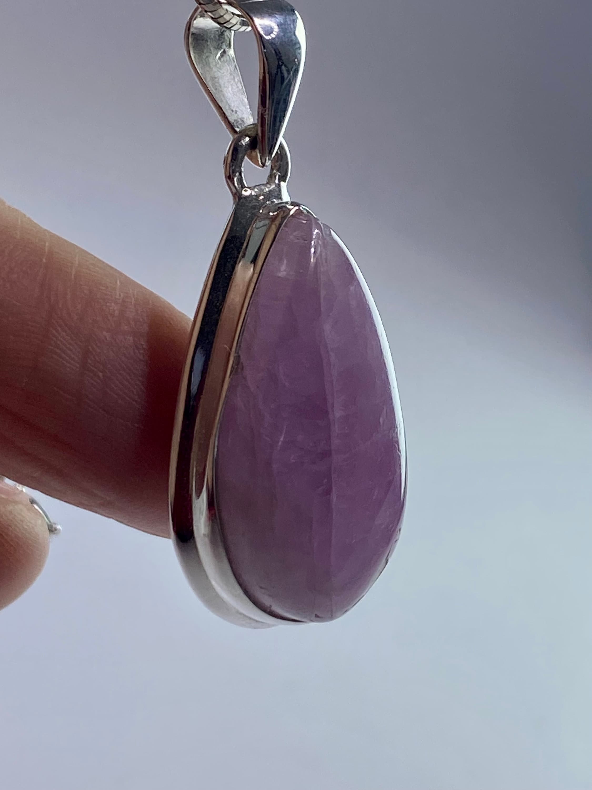 Natural Kunzite Silver pendant necklace