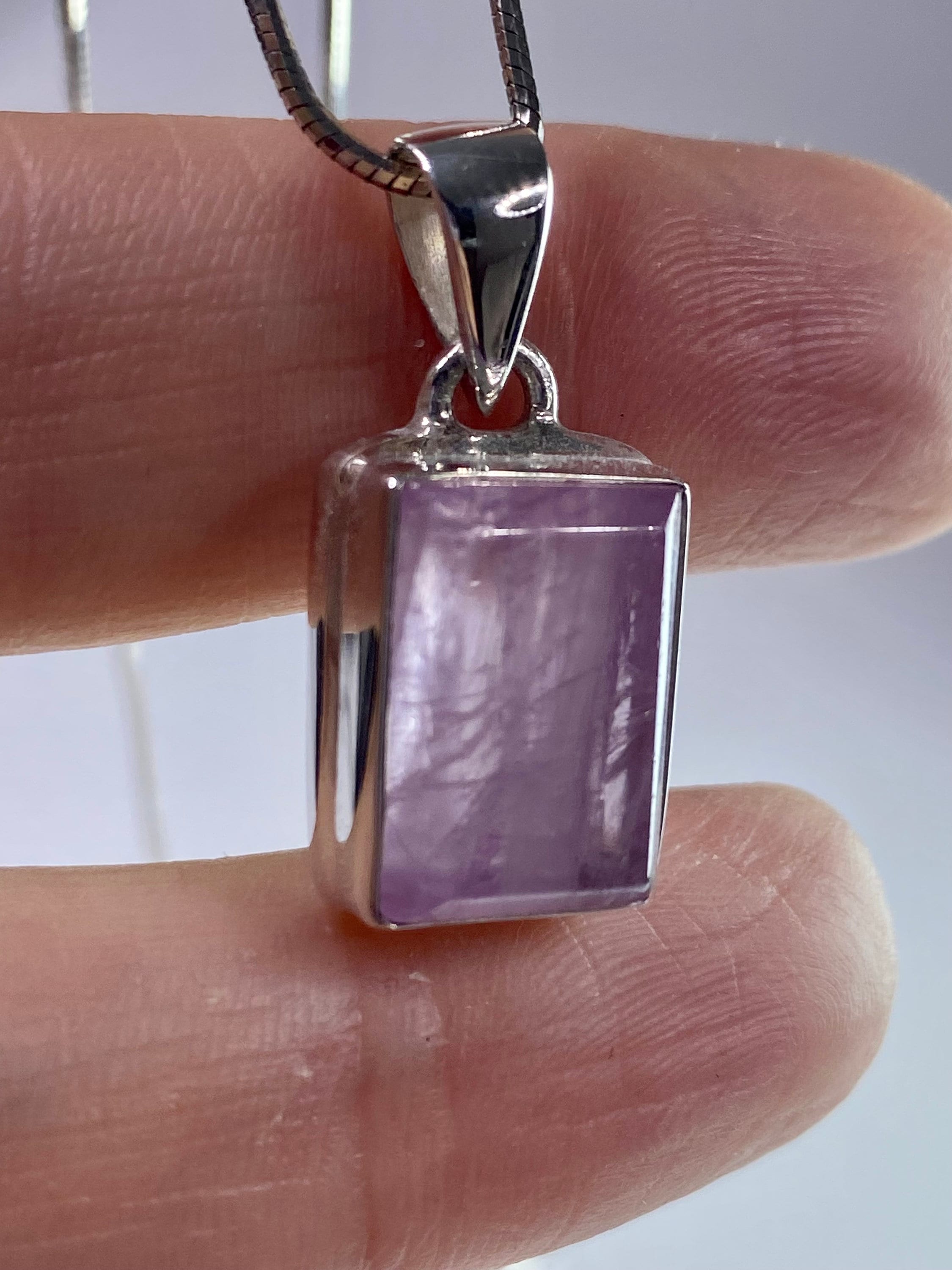 Natural Kunzite Silver pendant necklace