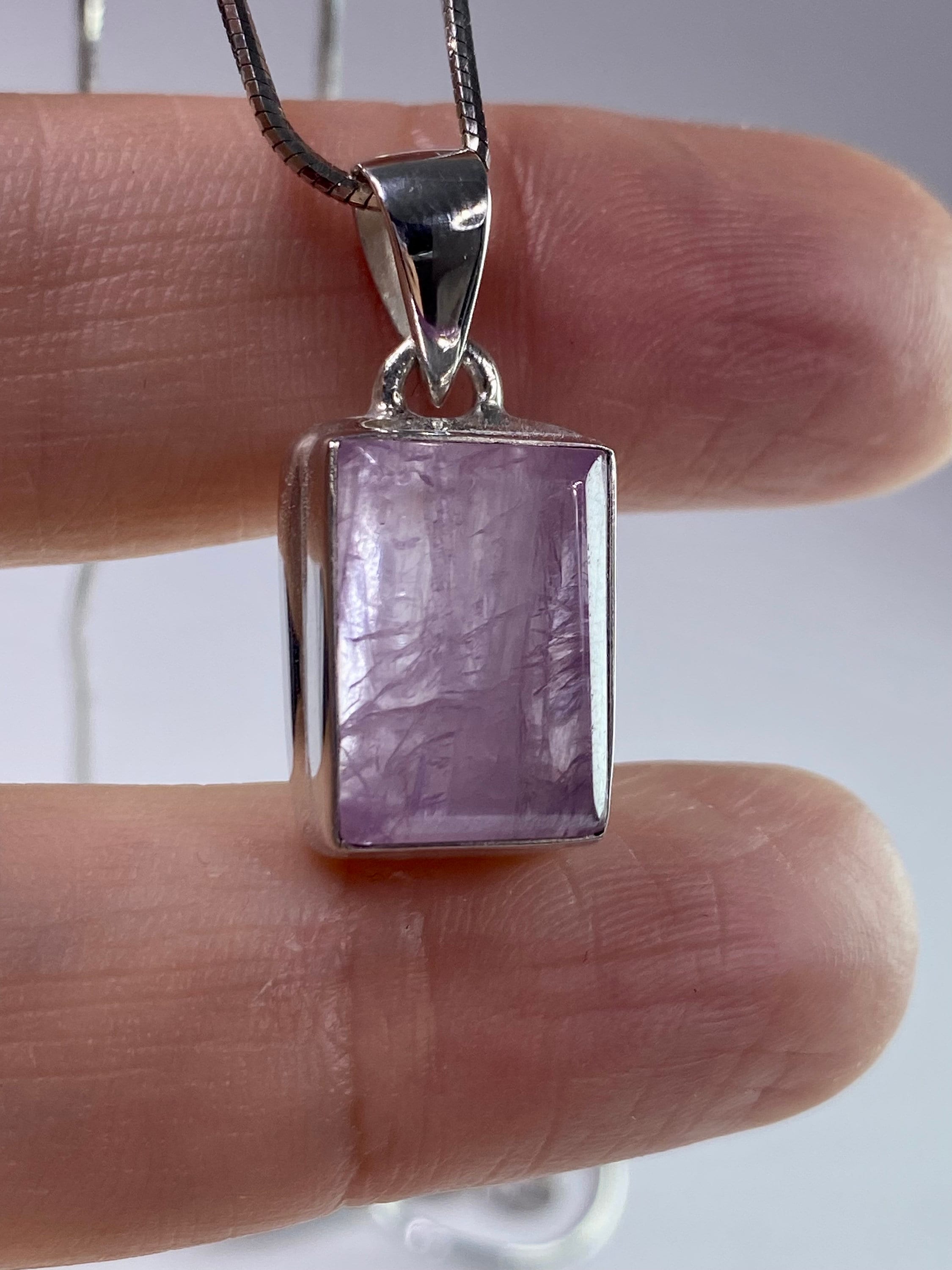 Natural Kunzite Silver pendant necklace