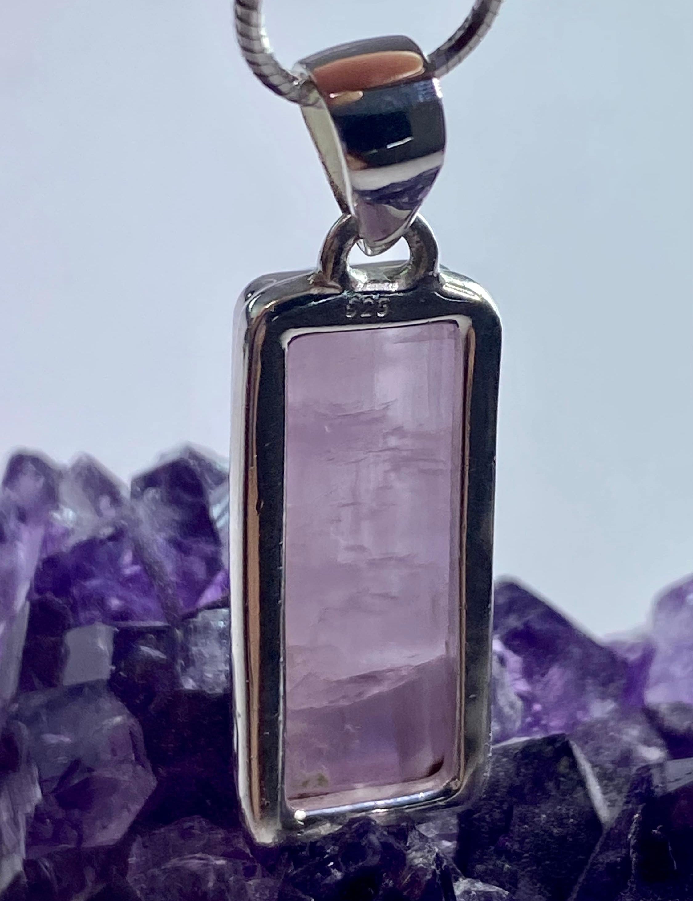 Natural Kunzite Silver pendant necklace